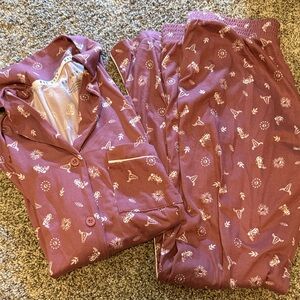 Pink-ish Pajama Set with White Patterns